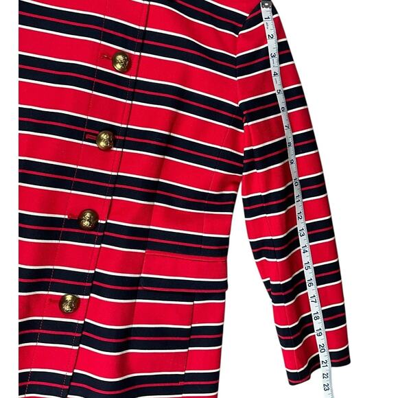 Banana Republic Red & Navy Striped Half Trench Coat Size XS (NWOT) Preppy Lux - Picture 9 of 12